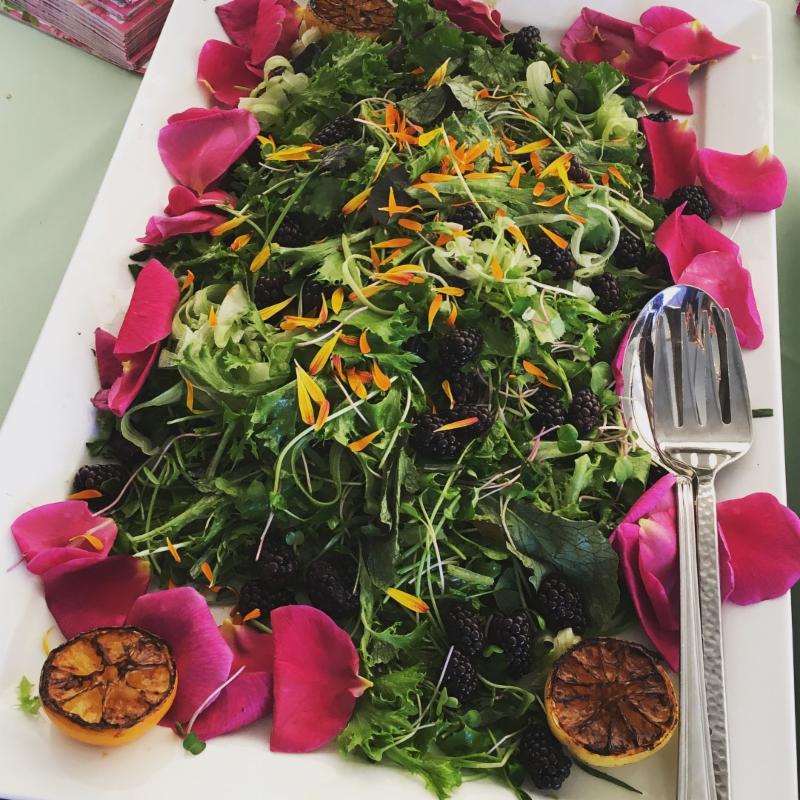 Salad of mixed greens at the first annual Earth Day Celebration at The Lily Pond