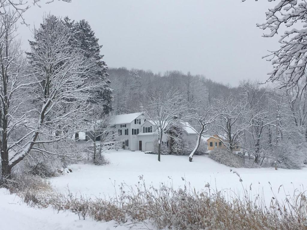 snow covered landscape and building on sanctuary