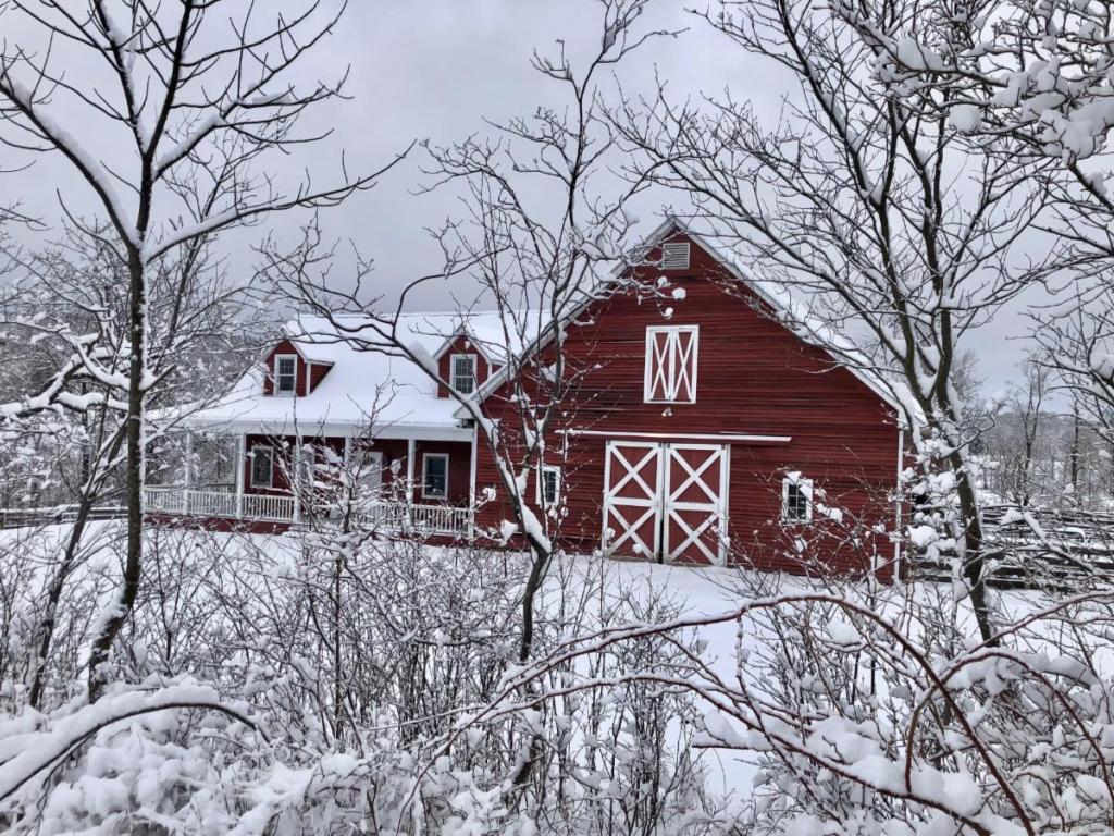 barn in the snow during winter